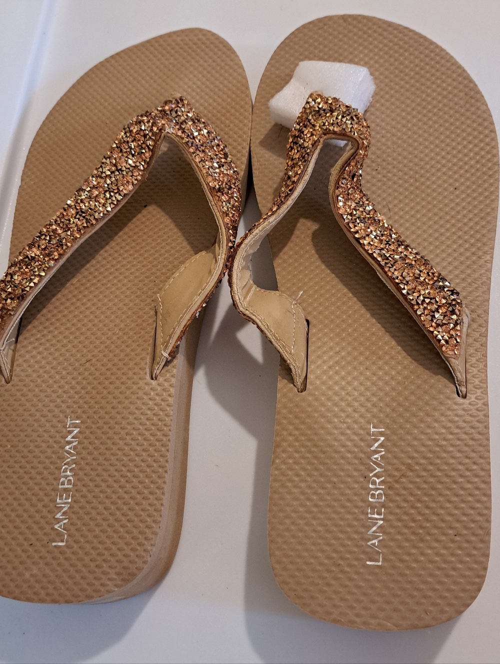 Lane Bryant Gold Glitter Thong Sandals